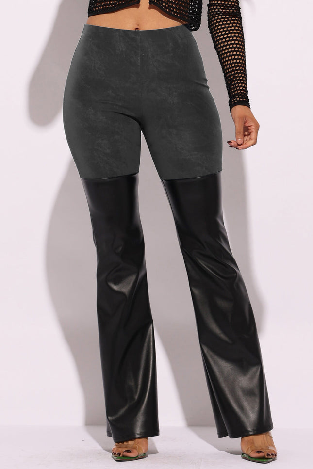 PU color block pants - Muvin 