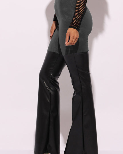 PU color block pants - Muvin 