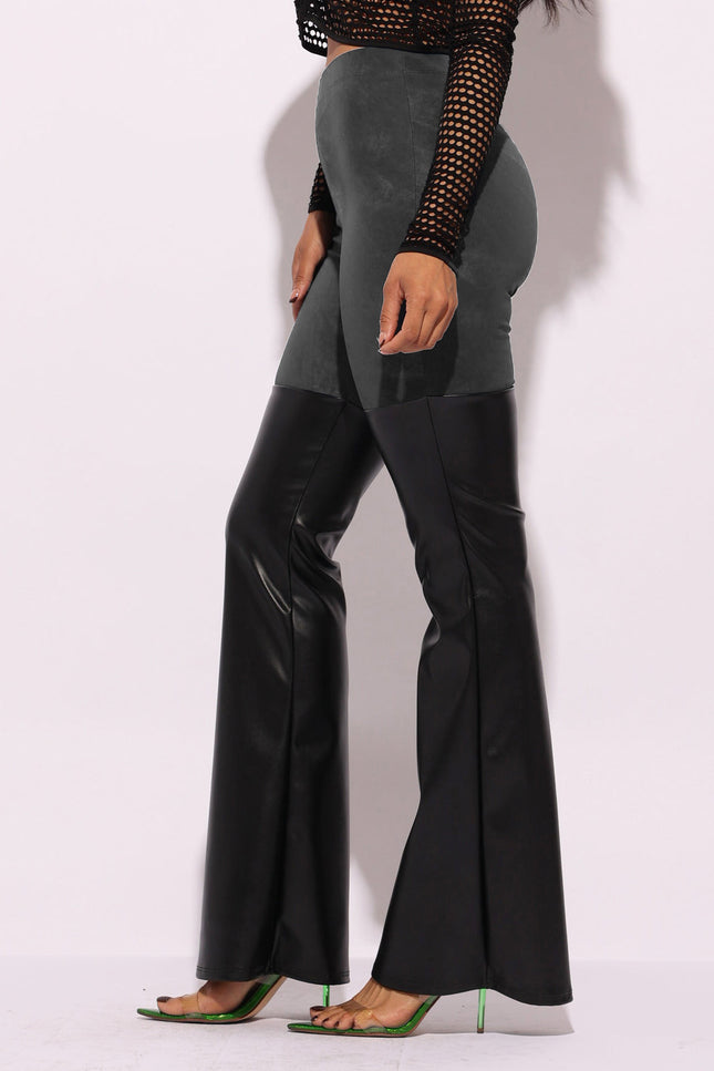 PU color block pants - Muvin 