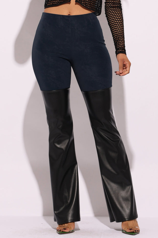 PU color block pants - Muvin 