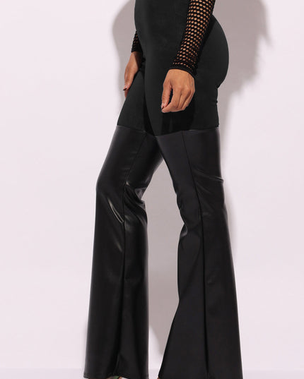 PU color block pants - Muvin 