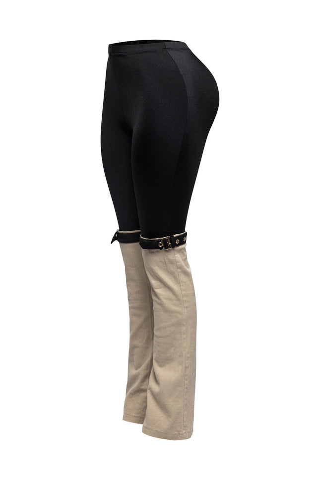 Buckled contrast pants - Muvin 