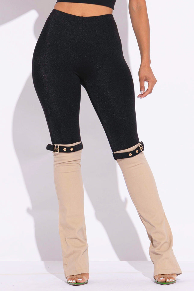 Buckled contrast pants - Muvin 