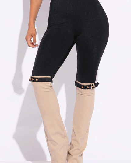 Buckled contrast pants - Muvin 