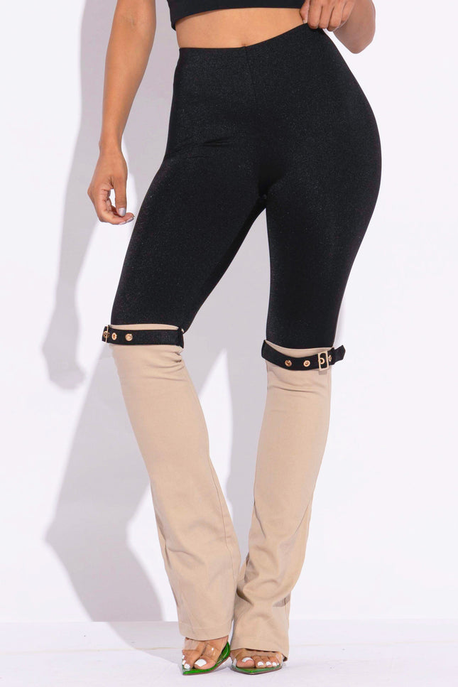Buckled contrast pants - Muvin 