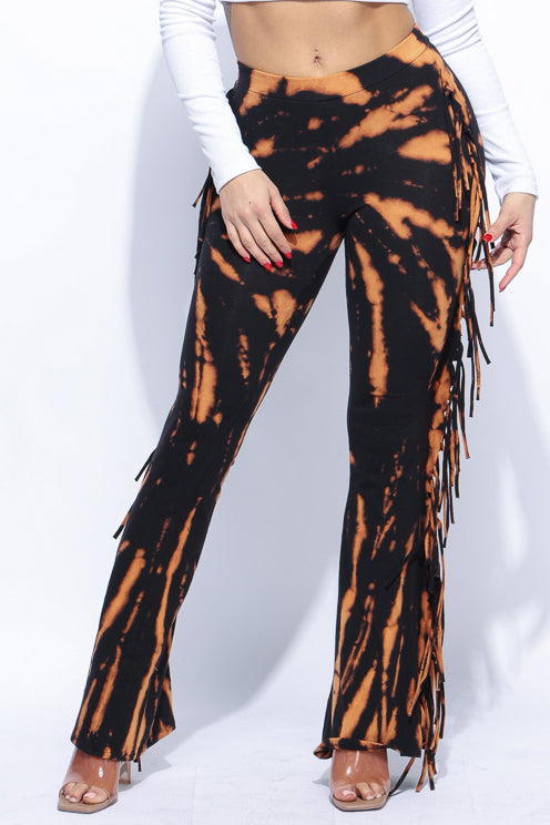 Tie dye fringe pants - Muvin 