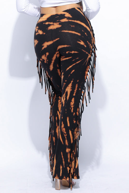 Tie dye fringe pants - Muvin 