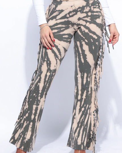Tie dye fringe pants - Muvin 