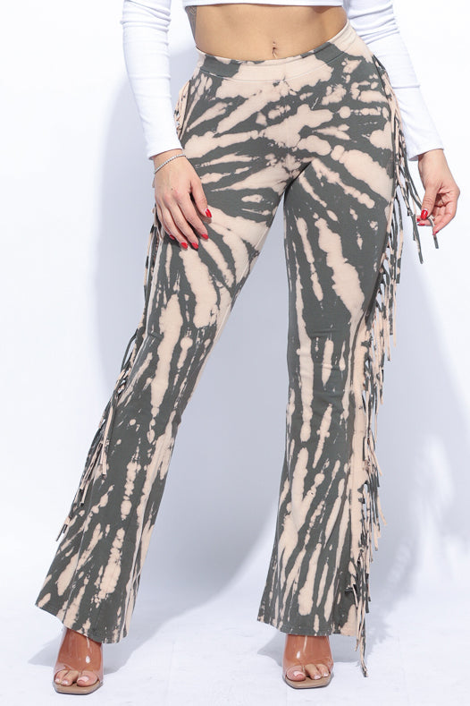 Tie dye fringe pants - Muvin 