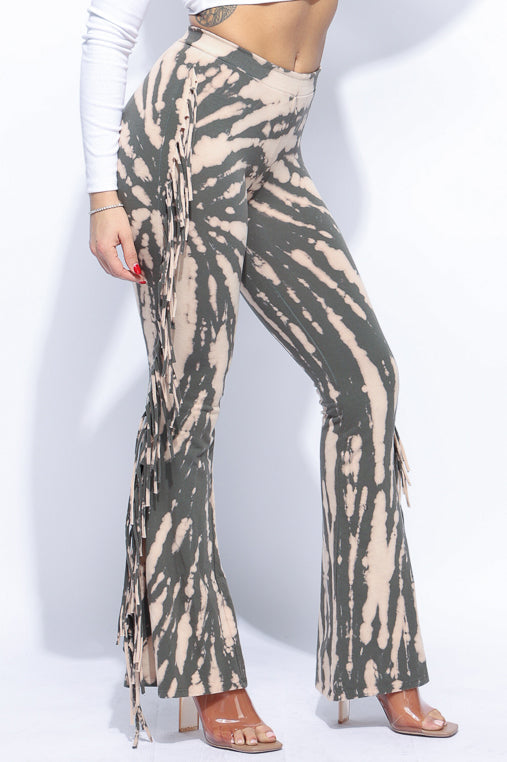 Tie dye fringe pants - Muvin 