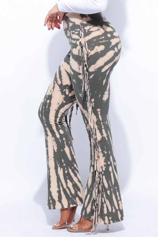 Tie dye fringe pants - Muvin 