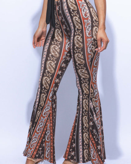 Super flared bell bottom boho printed pants - Muvin 
