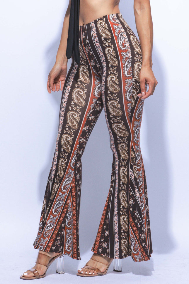 Super flared bell bottom boho printed pants - Muvin 