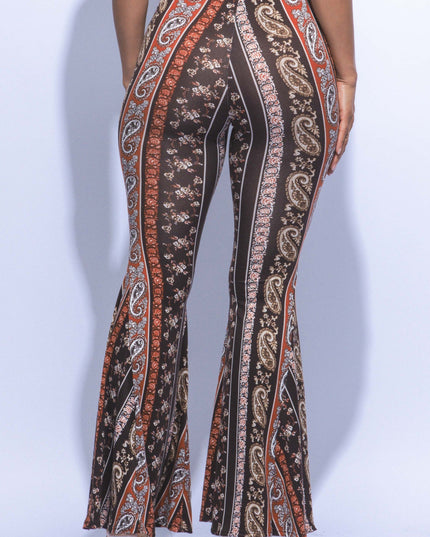 Super flared bell bottom boho printed pants - Muvin 