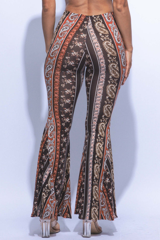 Super flared bell bottom boho printed pants - Muvin 