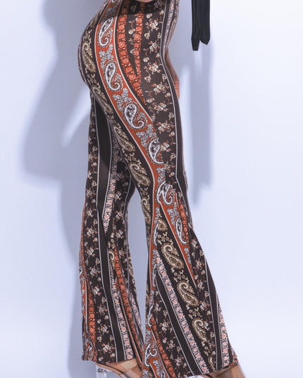 Super flared bell bottom boho printed pants - Muvin 