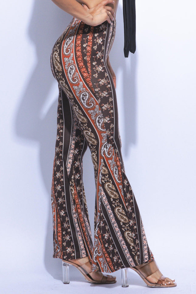 Super flared bell bottom boho printed pants - Muvin 