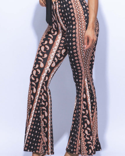 Super flared bell bottom boho printed pants - Muvin 