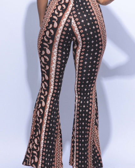 Super flared bell bottom boho printed pants - Muvin 