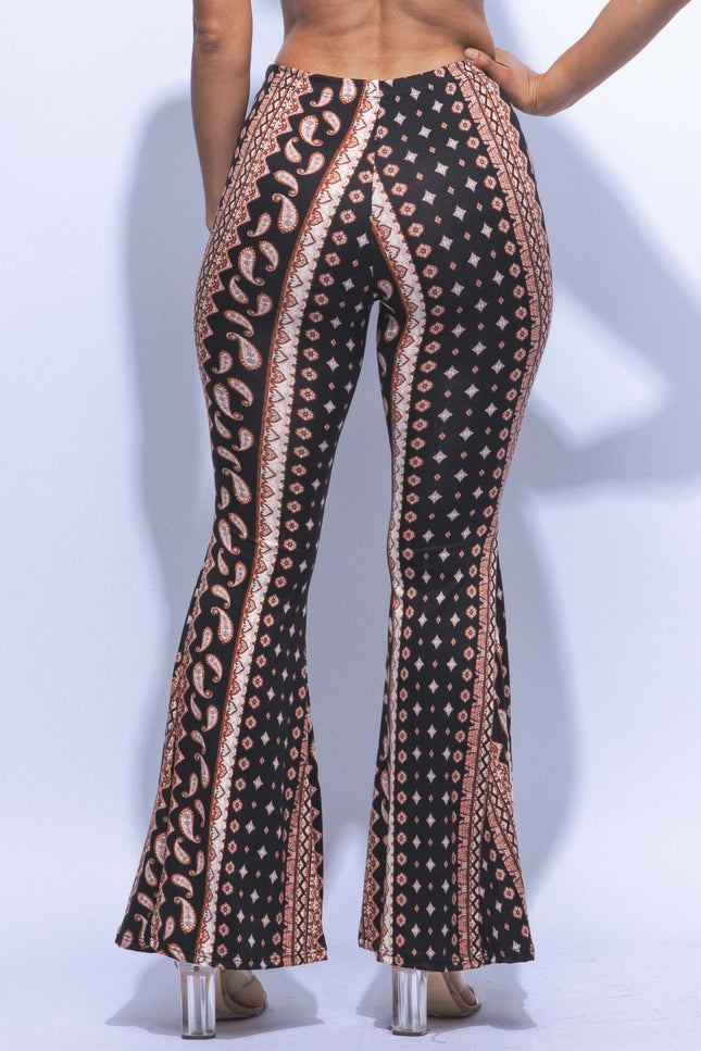 Super flared bell bottom boho printed pants - Muvin 