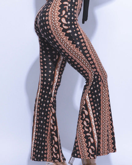 Super flared bell bottom boho printed pants - Muvin 