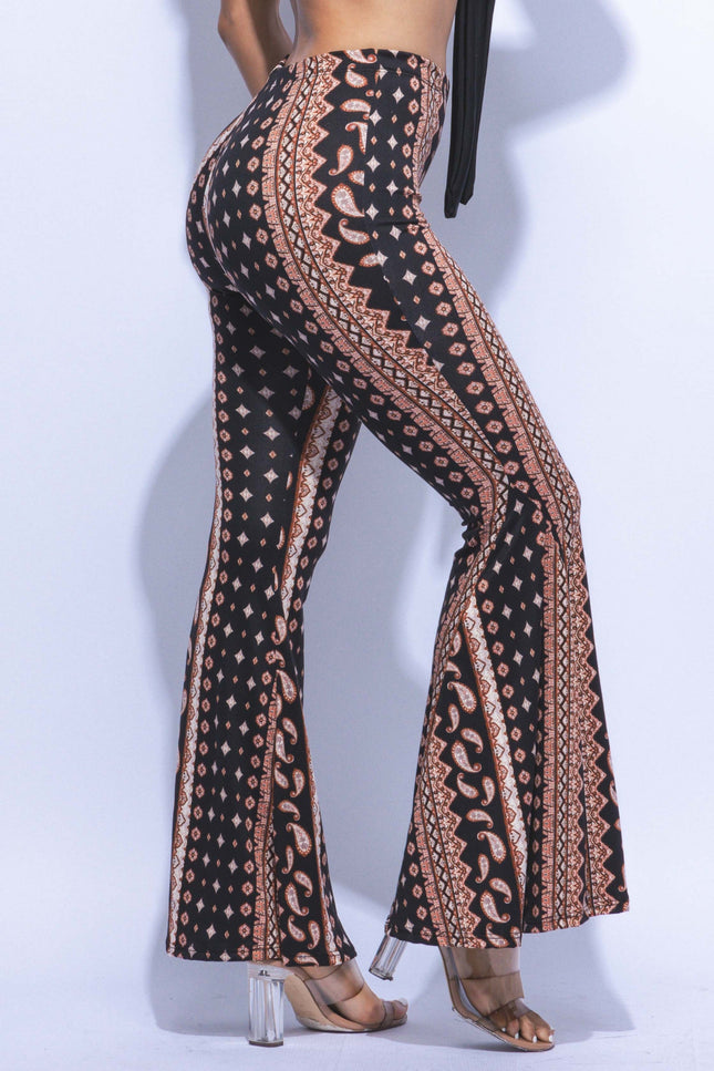 Super flared bell bottom boho printed pants - Muvin 