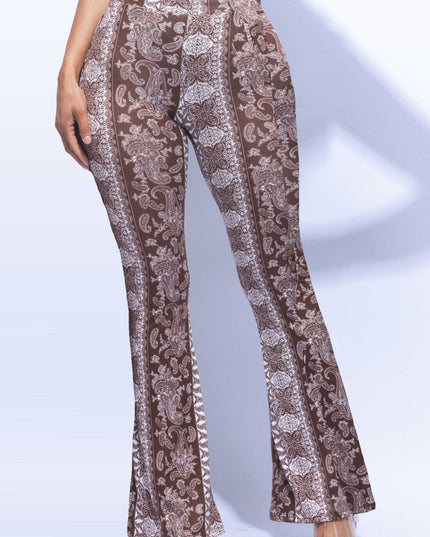 Super flared bell bottom boho printed pants - Muvin 