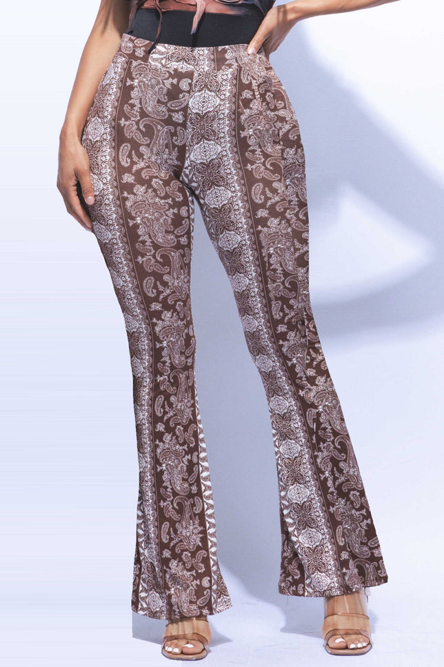 Super flared bell bottom boho printed pants - Muvin 