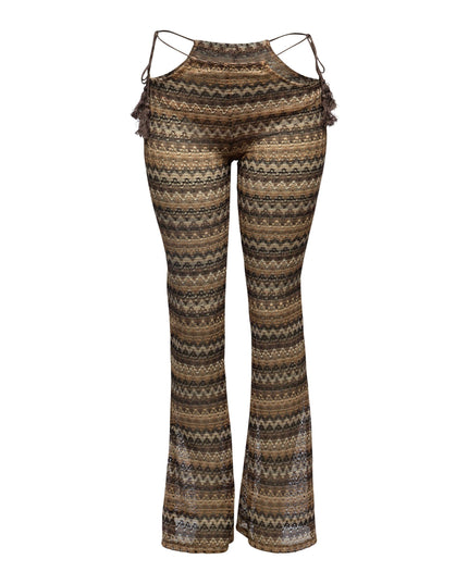 Tassel strip tied sheer pants - Muvin 