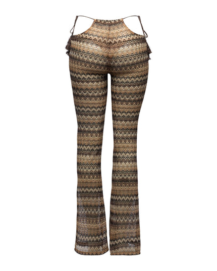 Tassel strip tied sheer pants - Muvin 