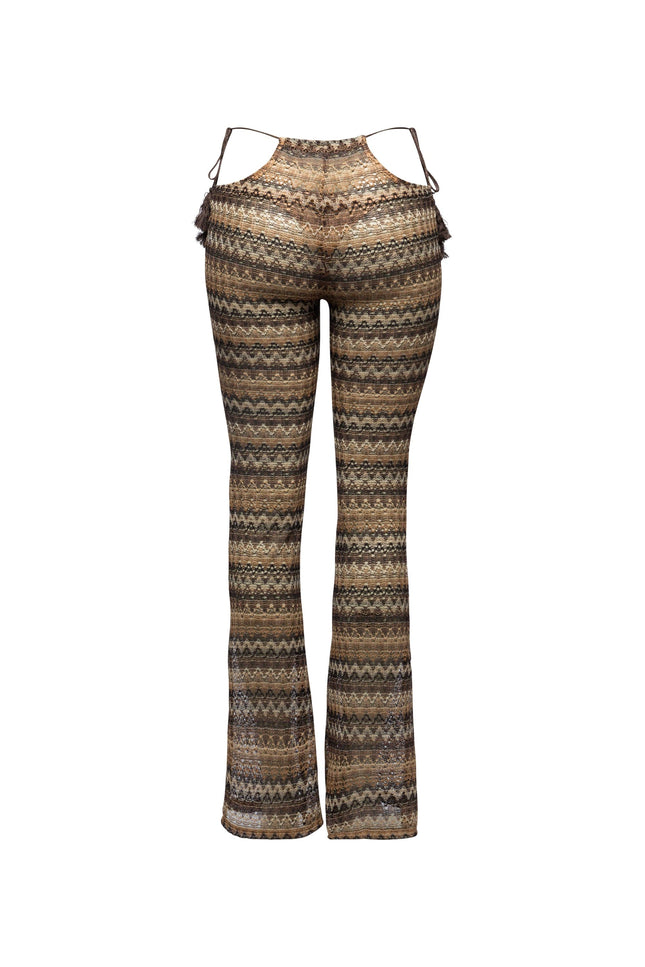 Tassel strip tied sheer pants - Muvin 