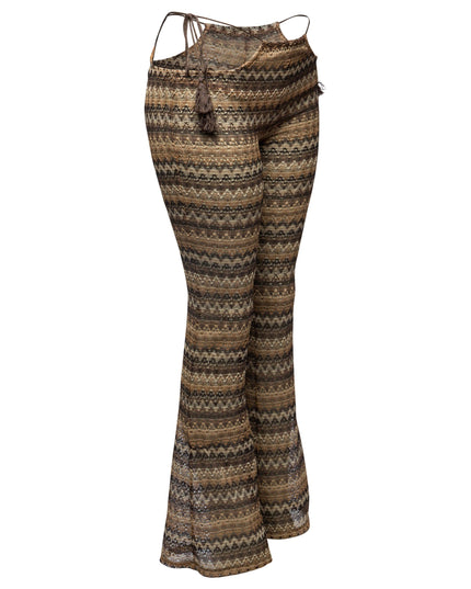 Tassel strip tied sheer pants - Muvin 
