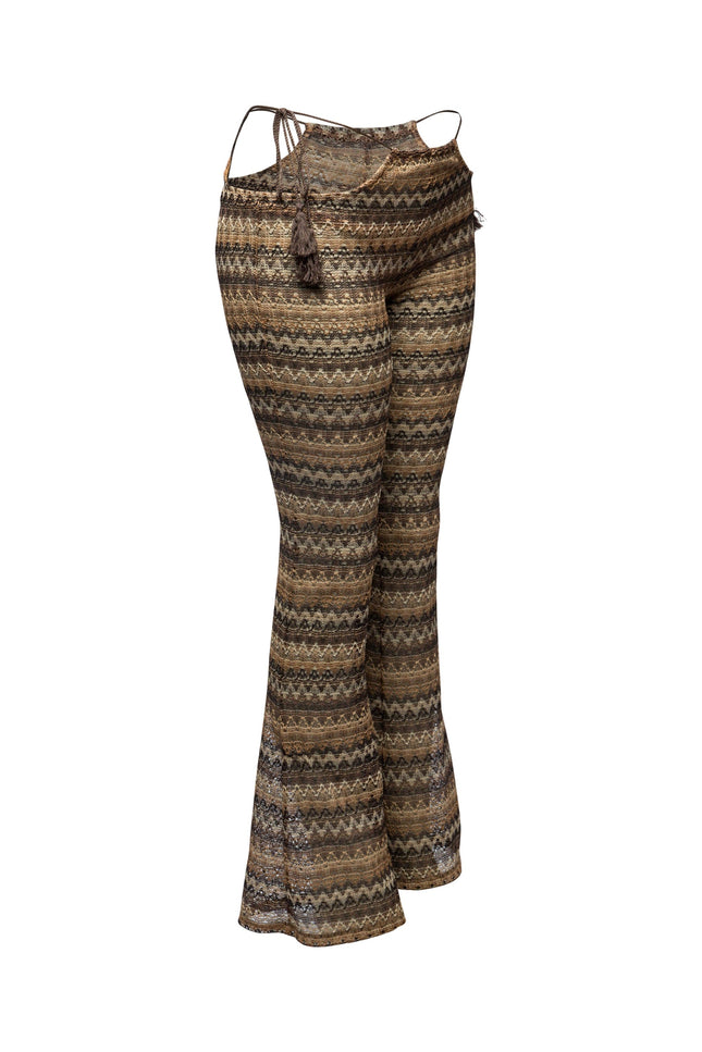 Tassel strip tied sheer pants - Muvin 
