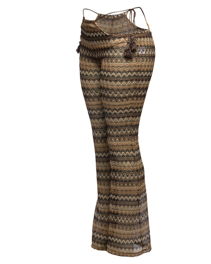 Tassel strip tied sheer pants - Muvin 
