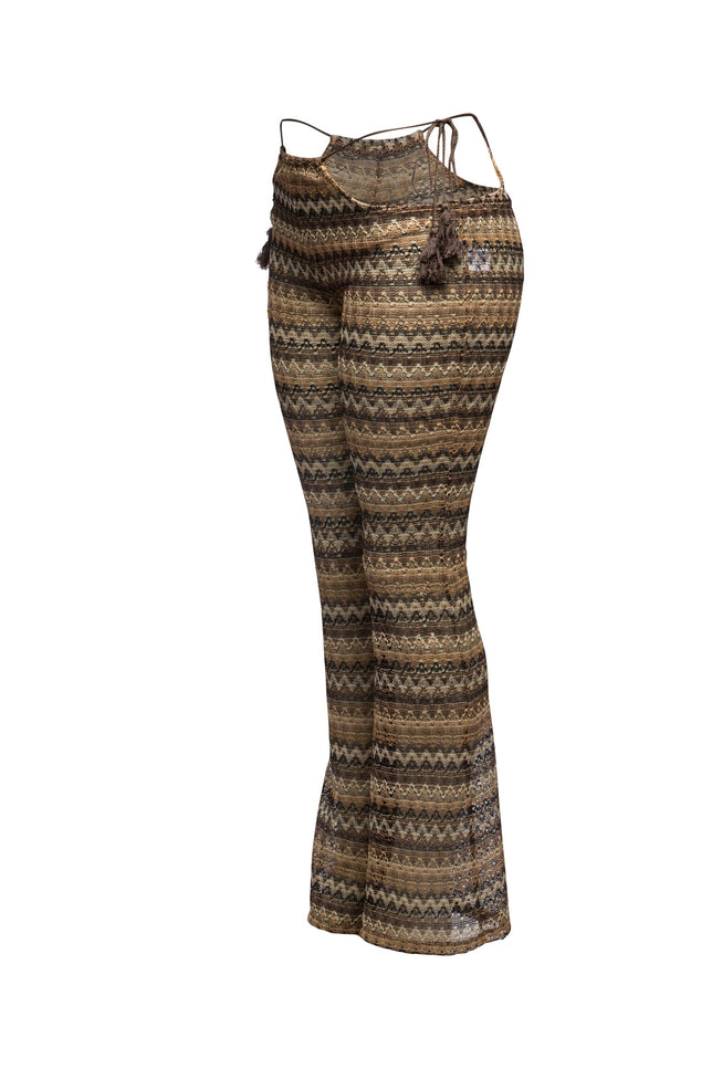 Tassel strip tied sheer pants - Muvin 