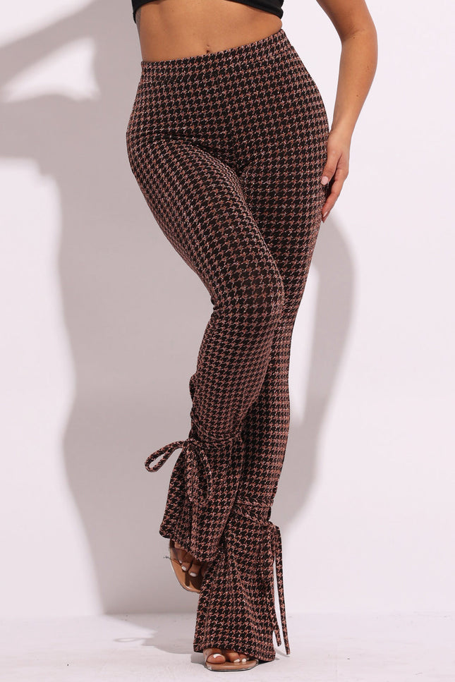 Houndstooth print split hem pants - Muvin 
