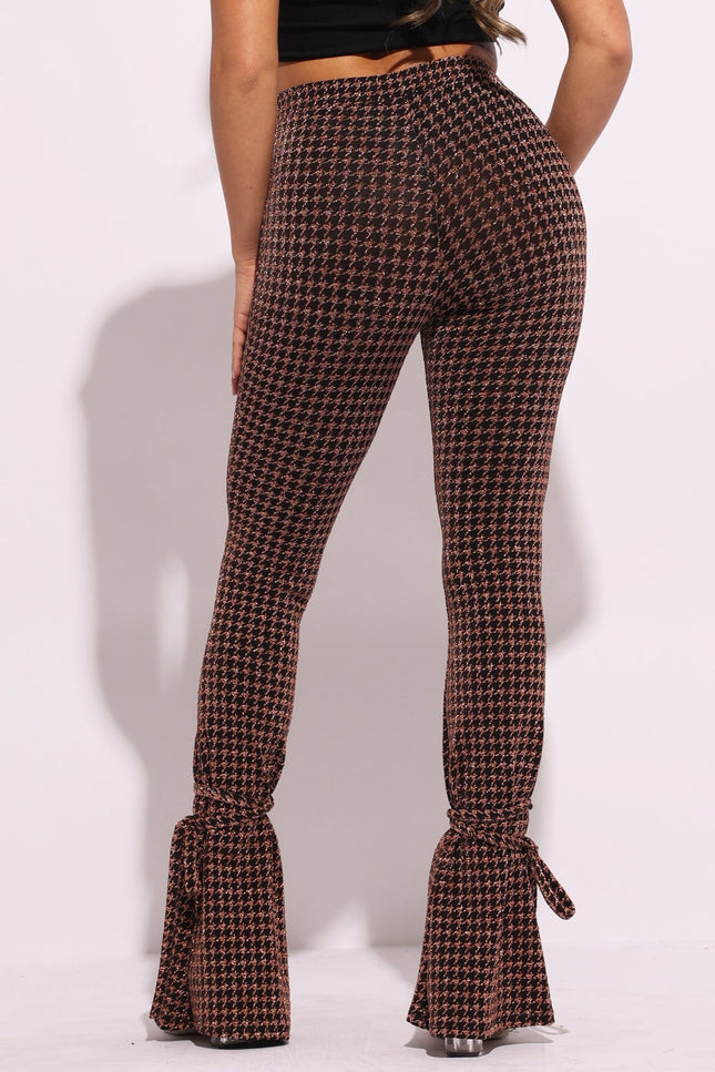 Houndstooth print split hem pants - Muvin 