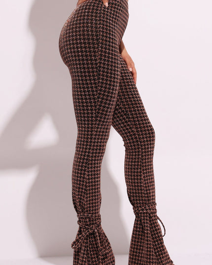 Houndstooth print split hem pants - Muvin 