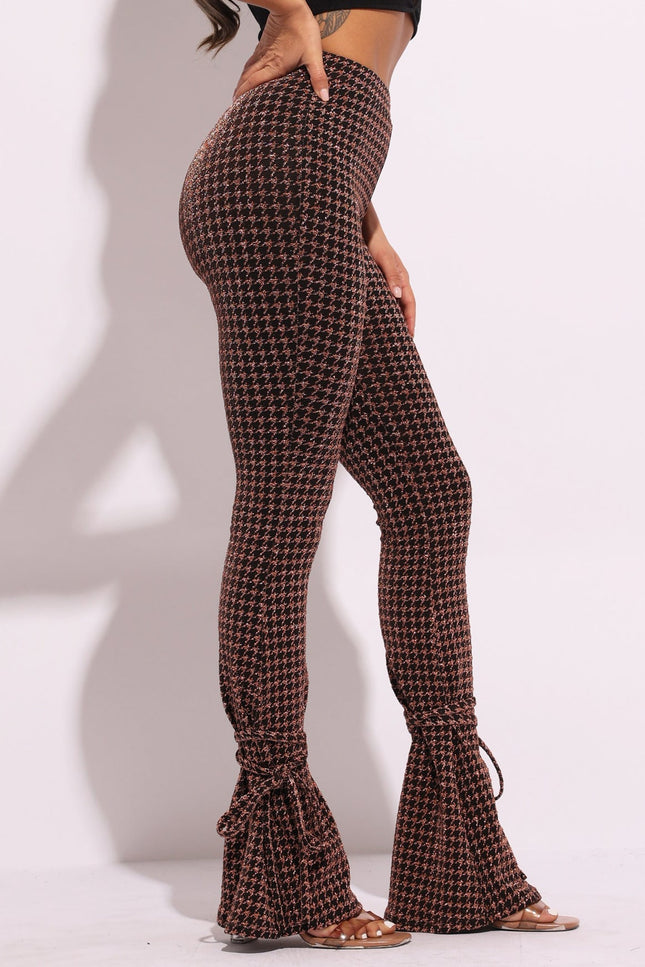 Houndstooth print split hem pants - Muvin 