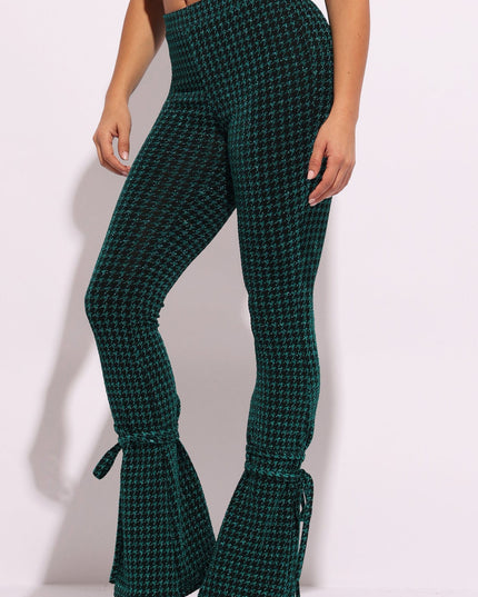 Houndstooth print split hem pants - Muvin 