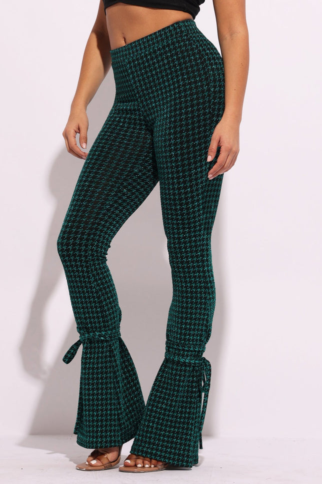 Houndstooth print split hem pants - Muvin 