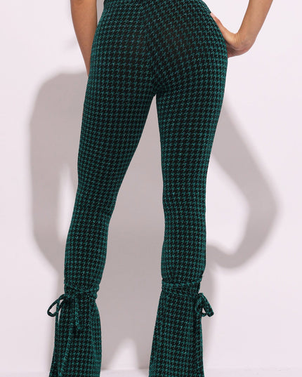 Houndstooth print split hem pants - Muvin 