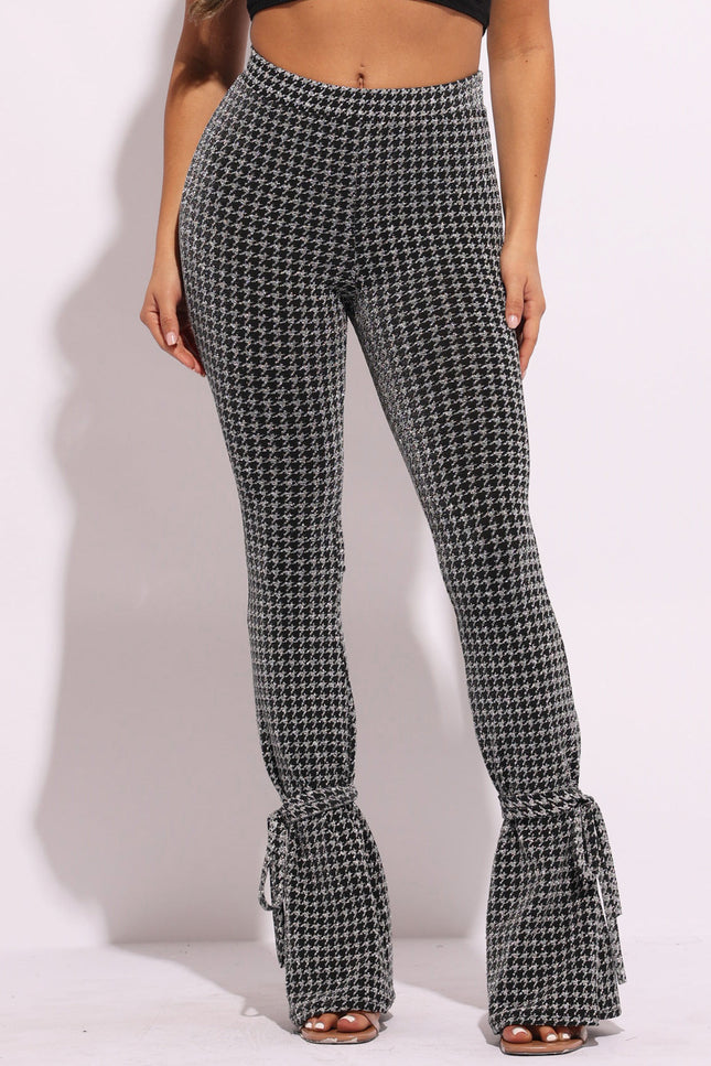 Houndstooth print split hem pants - Muvin 