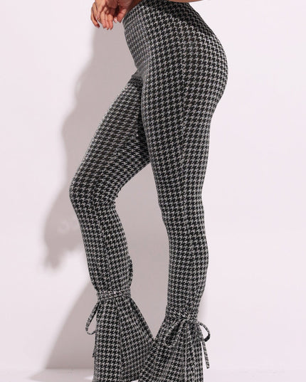Houndstooth print split hem pants - Muvin 