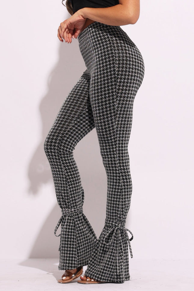 Houndstooth print split hem pants - Muvin 