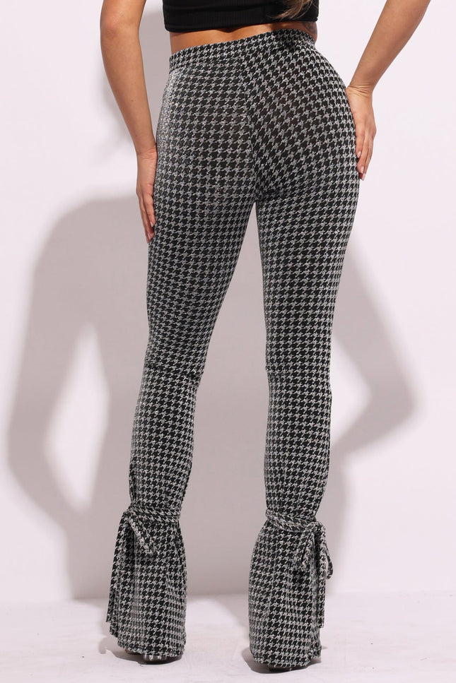 Houndstooth print split hem pants - Muvin 
