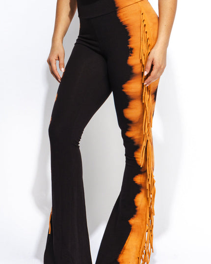 Two tone fringe pants - Muvin 