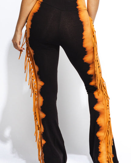 Two tone fringe pants - Muvin 