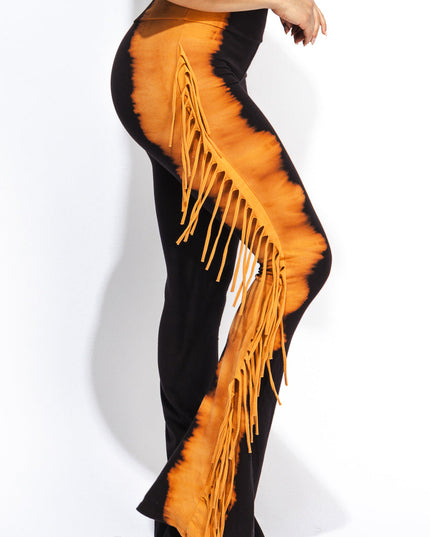 Two tone fringe pants - Muvin 