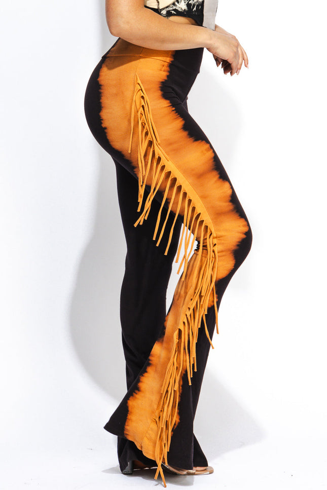 Two tone fringe pants - Muvin 